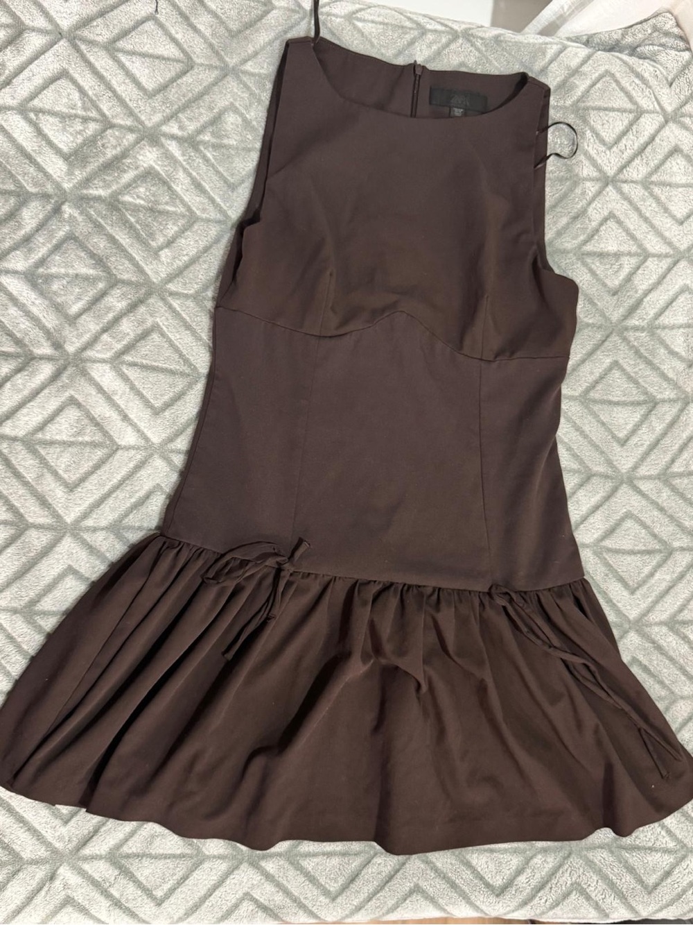 Zara Sleeveless Mini Dress in Dark Brown